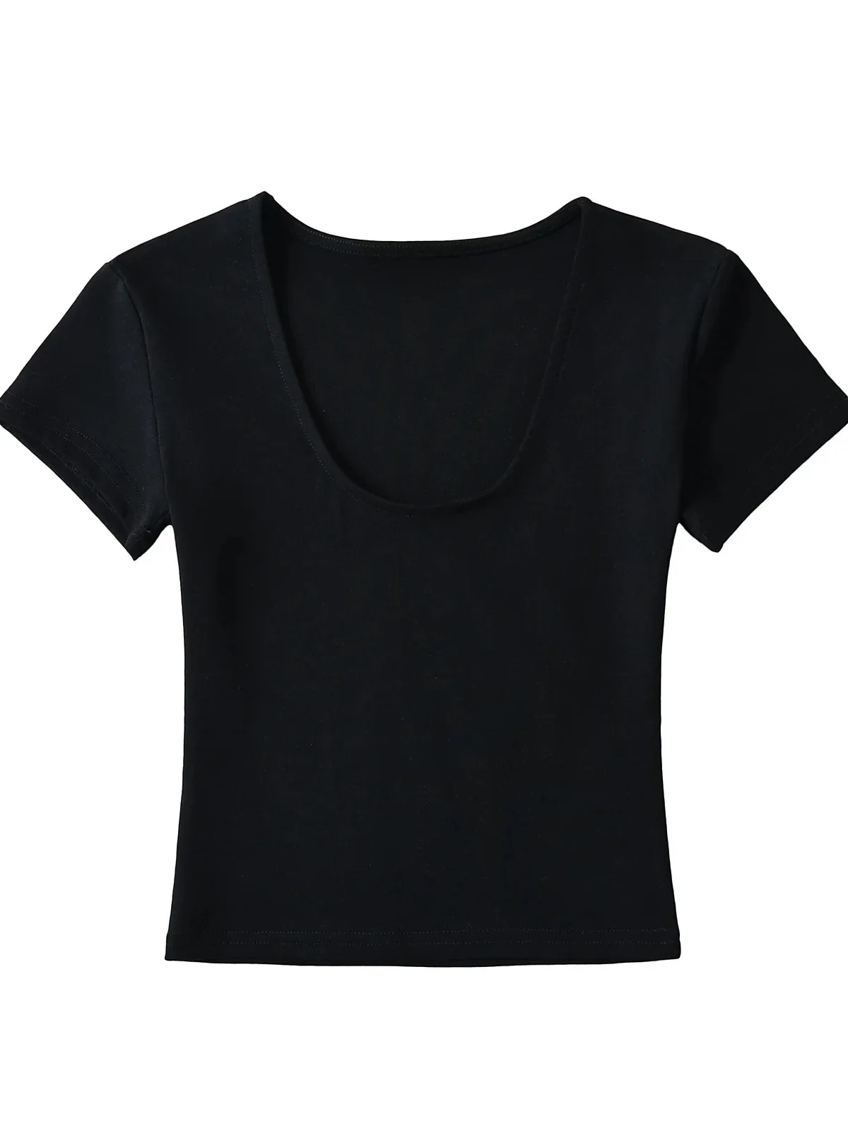 Женская летняя футболка с коротким рукавом и U-образным вырезом модель 2024 года