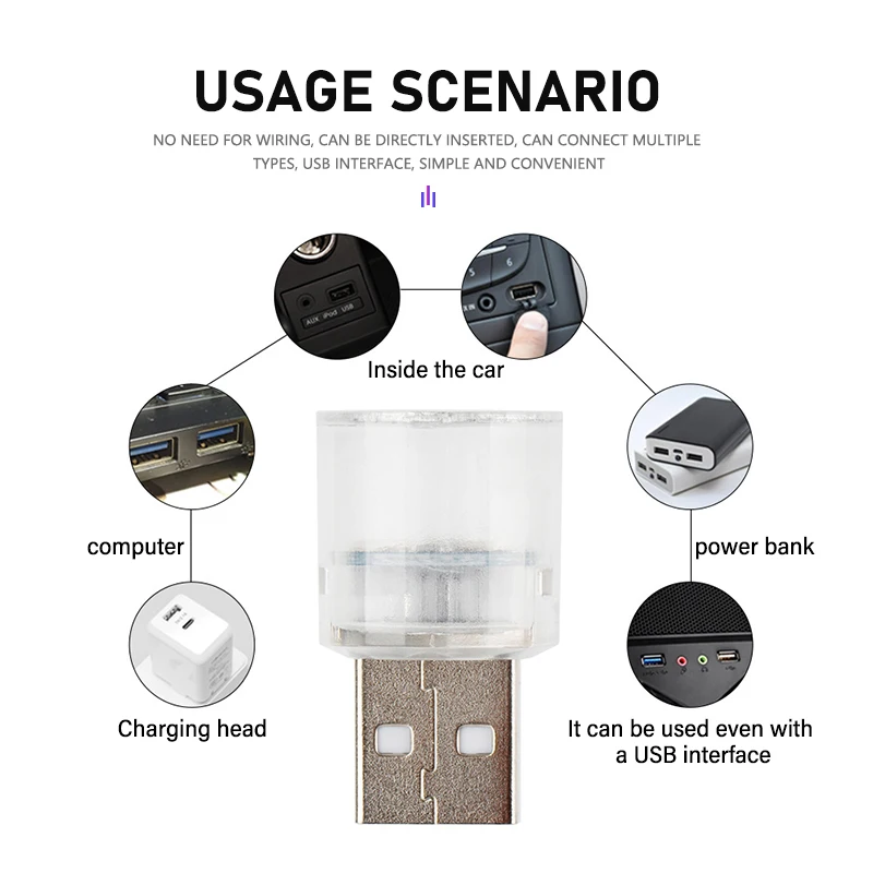 Автомобильный Внешний USB-светильник яркий ночник деталь для автомобильного