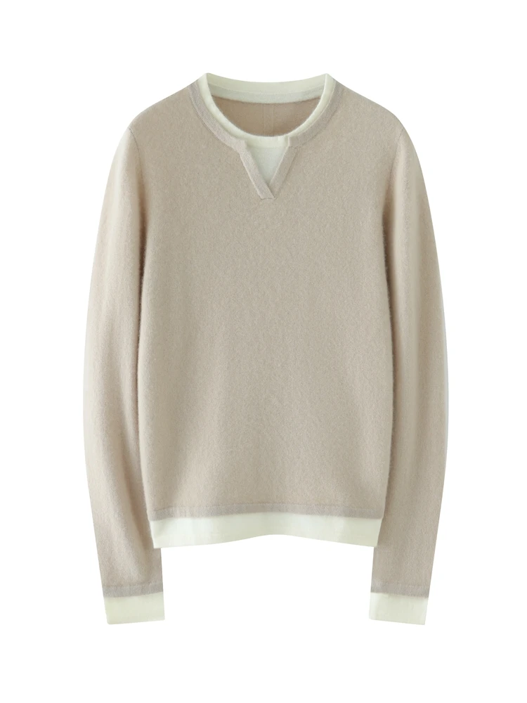 Новинка 100% Женский кашемировый свитер осенне-зимний пуловер с имитацией двух