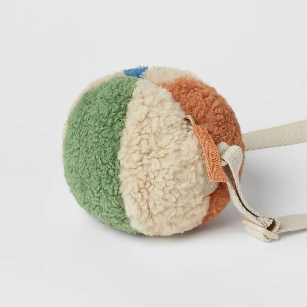 New colorful plush round spherical kids or girls cute shoulder messenger bag