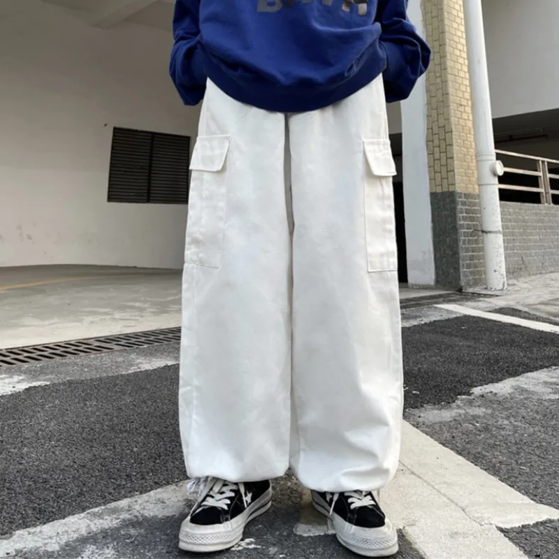

ZCSMLL Trend Ins Japanese Retro Strappy Overalls Pants Men's Women's Tide Street Loose All-match Wide-leg Casual Trousers