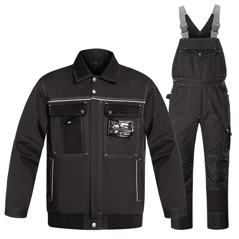 Working Overalls Men Workwear Reflective Work Jacket Men for Welding Cargo Pants with Multi Pockets Workshop Uniforms Suit