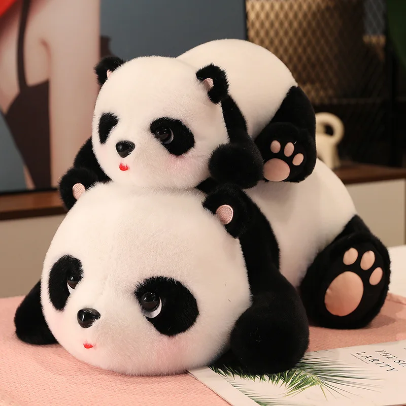

Lying Kawaii China Giant Panda Doll Fluffy Stuffed Baby Panda Plushie Peluche Sleeping Leg Support Kids Overnight Companion Gift