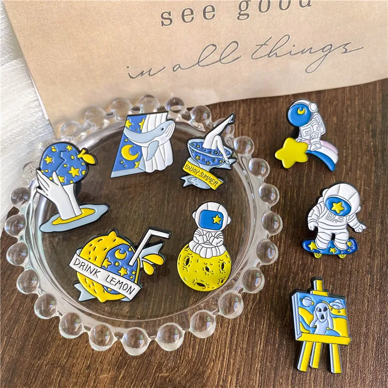 Романтическая эмалированная брошь в виде звездного неба астронавта доска для