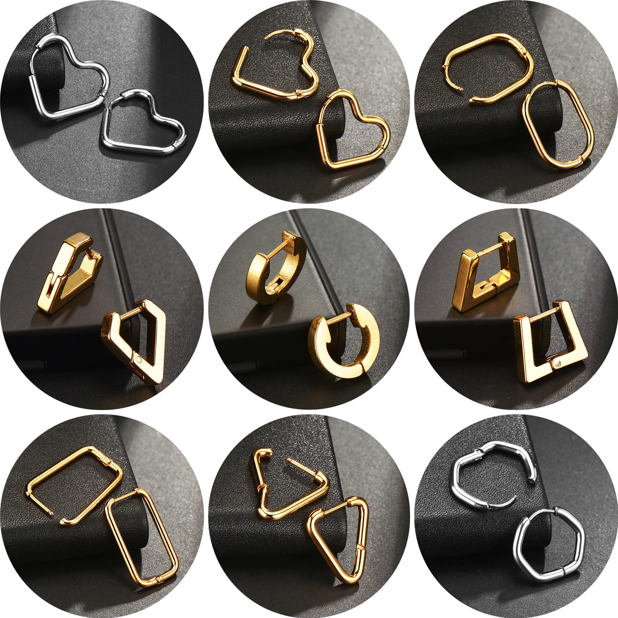 

1 Pair Geometric Earrings Gold Silver Color Earrings Women's Earrings Metal Titanium Steel Earrings for Men Women High Quality