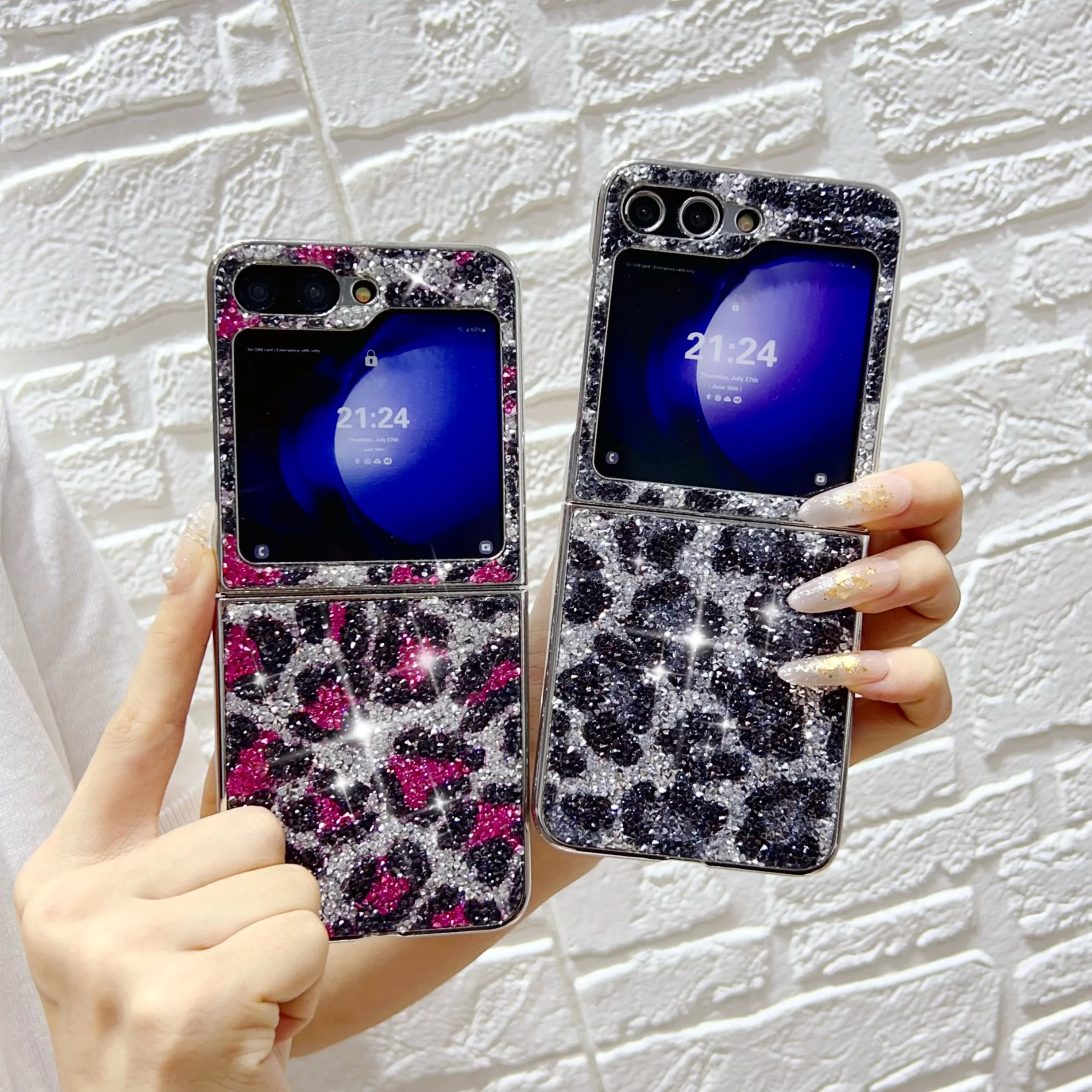 Складной защитный чехол Lovebay с блестками и алмазным леопардовым принтом для Samsung