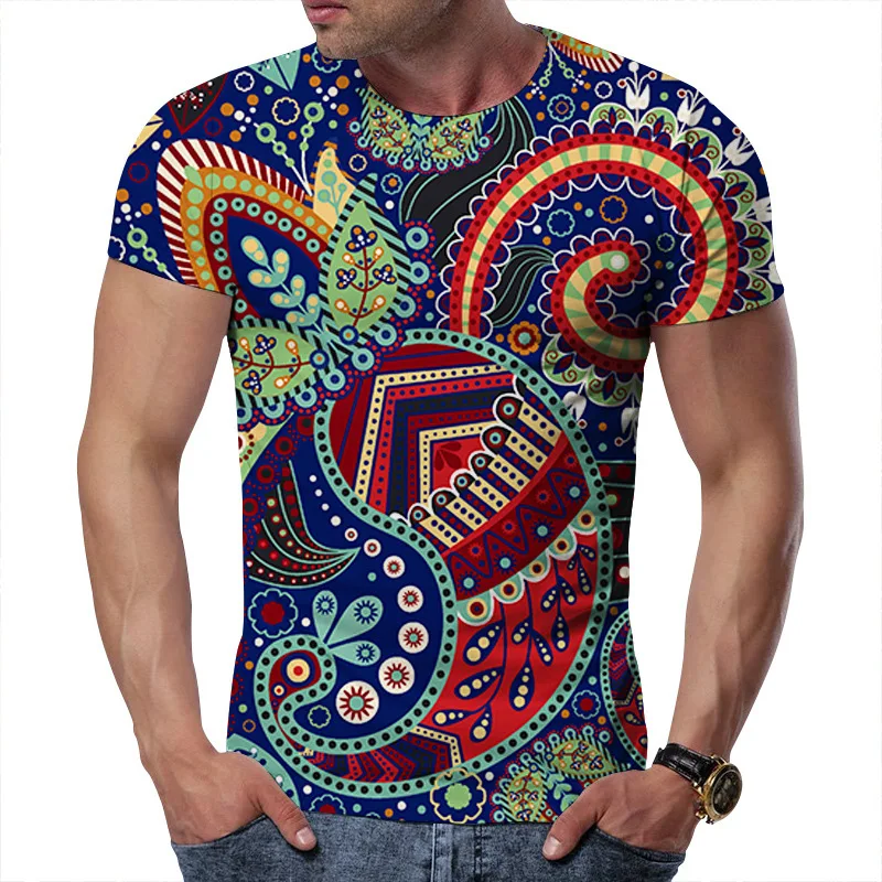 

Summer Boho print Men's t shirts New Creative Graffiti Art graphic t shirt Bohemian harajuku O-neck Streetwear Tees Tops