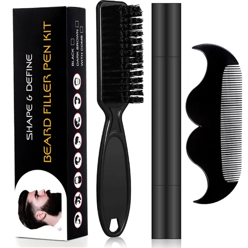 Beard Pencil Filler for Men Beard Filling Pen Kit with Comb Men's Beard Repair Shape to Create Natural Beard Look