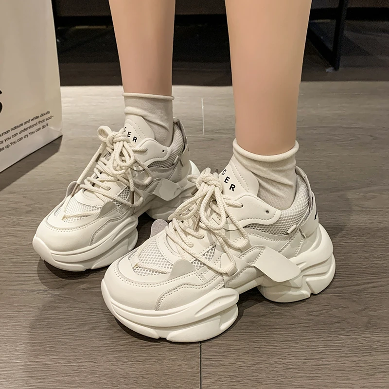 

Кроссовки женские на шнуровке, Вулканизированная подошва, Спортивная однотонная обувь, весна-осень 2023