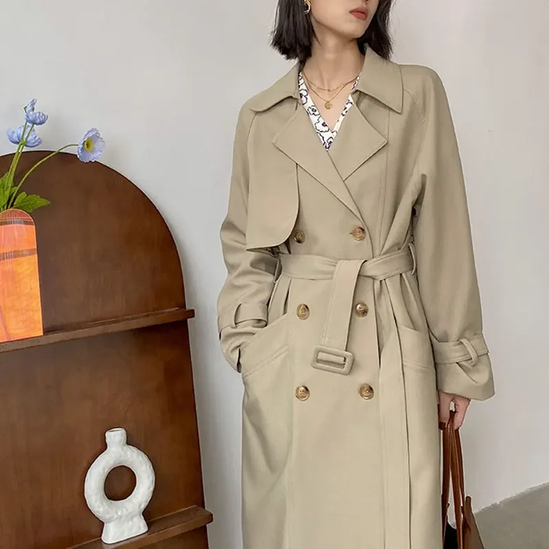 

Тренчкот женский двубортный Тонкий тренчкот женская верхняя одежда модная ветровка Повседневная однотонная