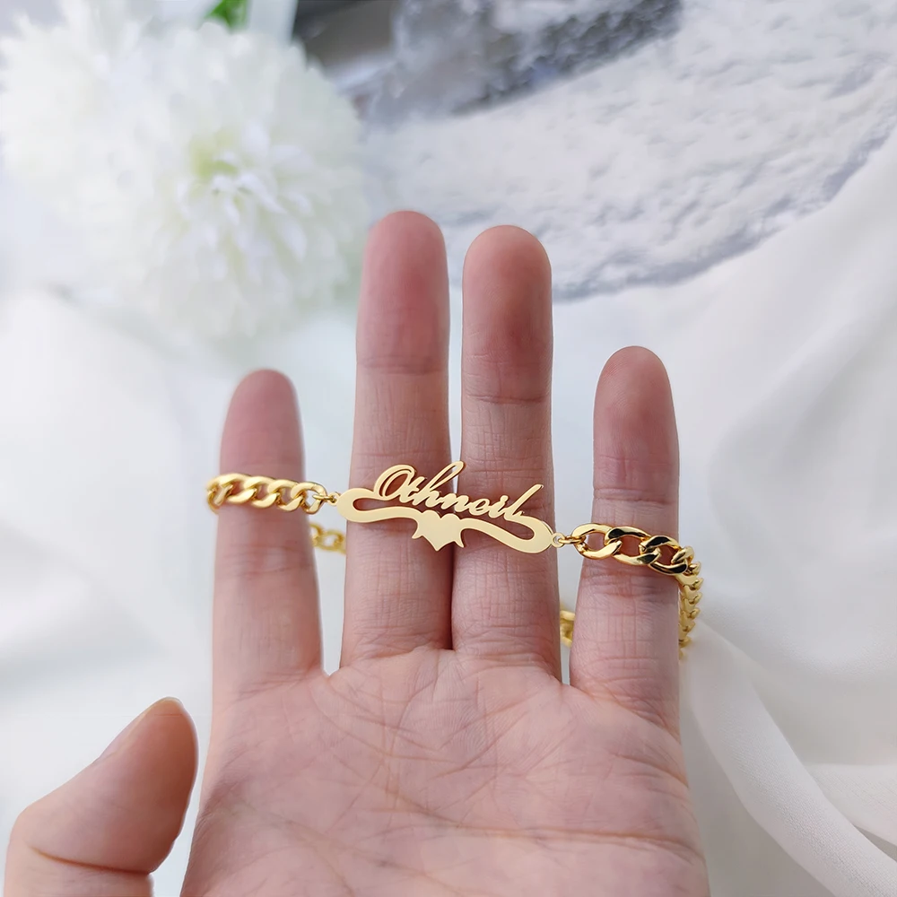 Индивидуальное ожерелье с именем на заказ кубинская цепочка золотого цвета 3 мм