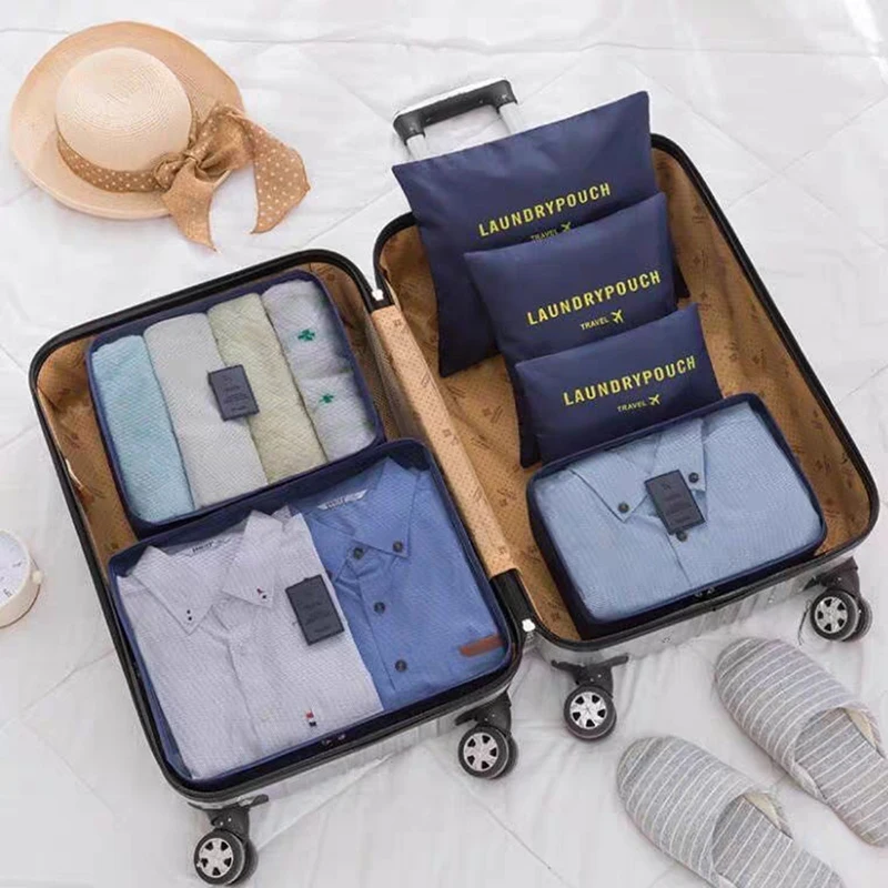 

6 pieces Set Travel Organizer Storage Bags Suitcase Packing Set Storage Cases Portable Luggage Organizer Clothe Shoe Tidy Pouch