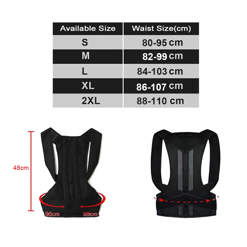 

1PC Unisex Posture Corrector Back Posture Brace Clavicle Support Stop Slouching And Hunching Adjustable Back Trainer Equipment