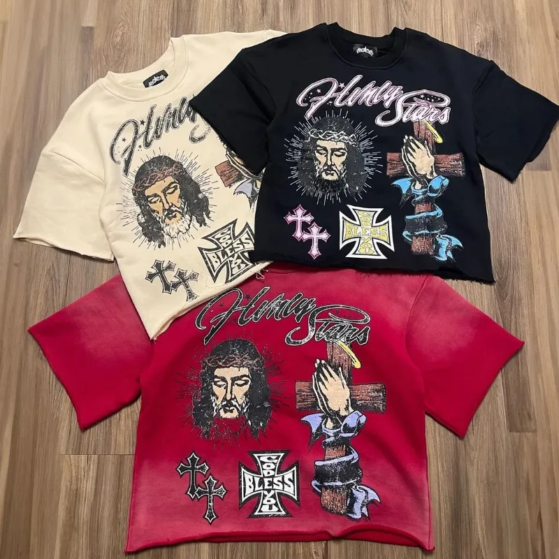 Модный брендовый Универсальный Свободный Топ с коротким рукавом для мужчин Y2k