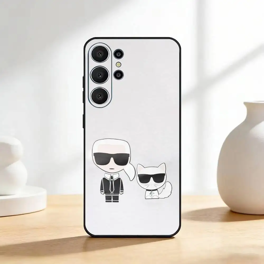 Фото Чехол для телефона K-Karls Lagerfelds Cat Gift, черный, силиконовый, мягкий, для Samsung S25, S24, S21, S22, S23, S30, Ultra, S20, Plus, Fe, Lite №5