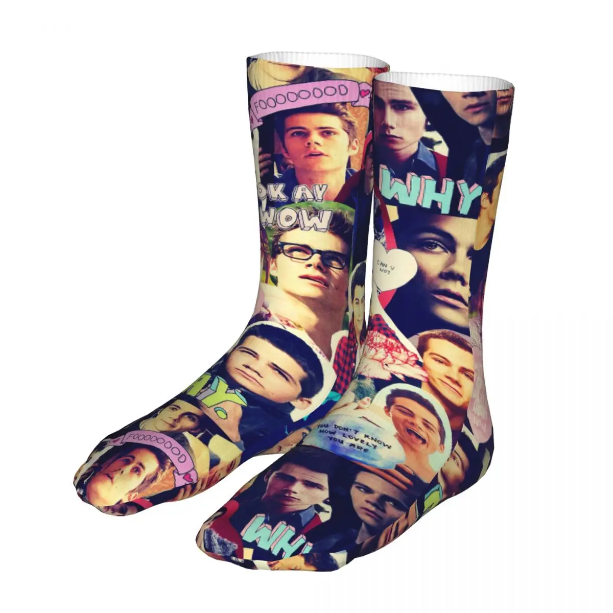 

Dylan O'Brien Photo Collage Socks Men Women Funny Happy Teen Wolf Actor Socks Hip Hop Spring Summer Autumn Winter Socks Gifts