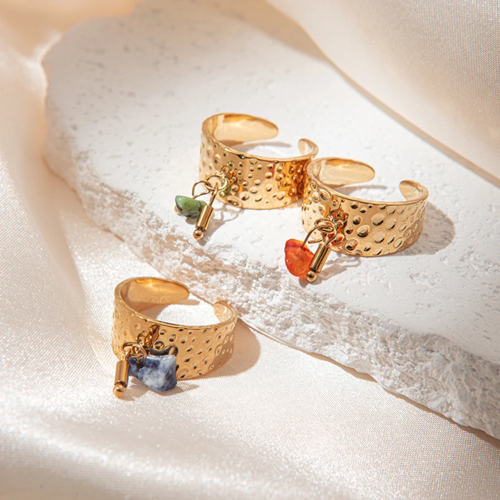 May@RZ Женский тренд Классическое винтажное открытое кольцо из натурального камня