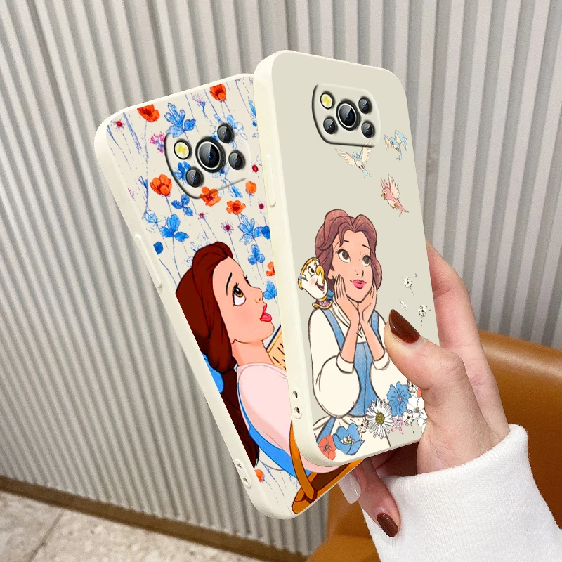 

Disney Beauty and the Beast belle For Xiaomi Mi Poco X4 X3 C40 C31 C3 M4 M3 F4 F3 GT Pro NFC Soft Liquid Rope Cover Phone Case