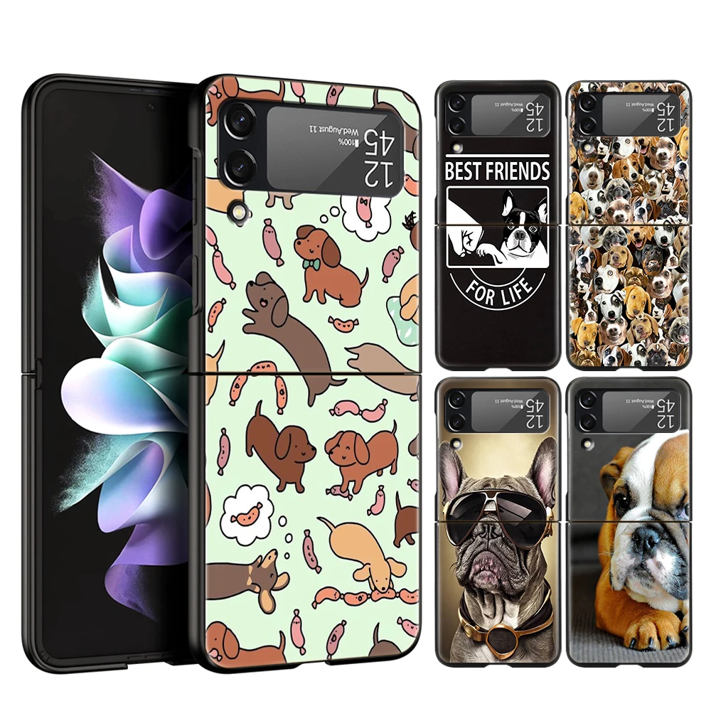 

Dog French Bulldog Hard PC Phone Case For Samsung Galaxy Z Flip 4 Black Cover For Galaxy Z Flip 3 Foldable Shockproof Case Capas