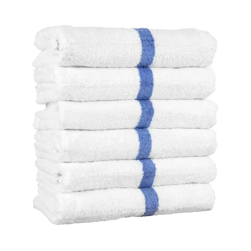 

Towels (12 Pack) Cotton 22x24 in. White with Blue Center Stripe