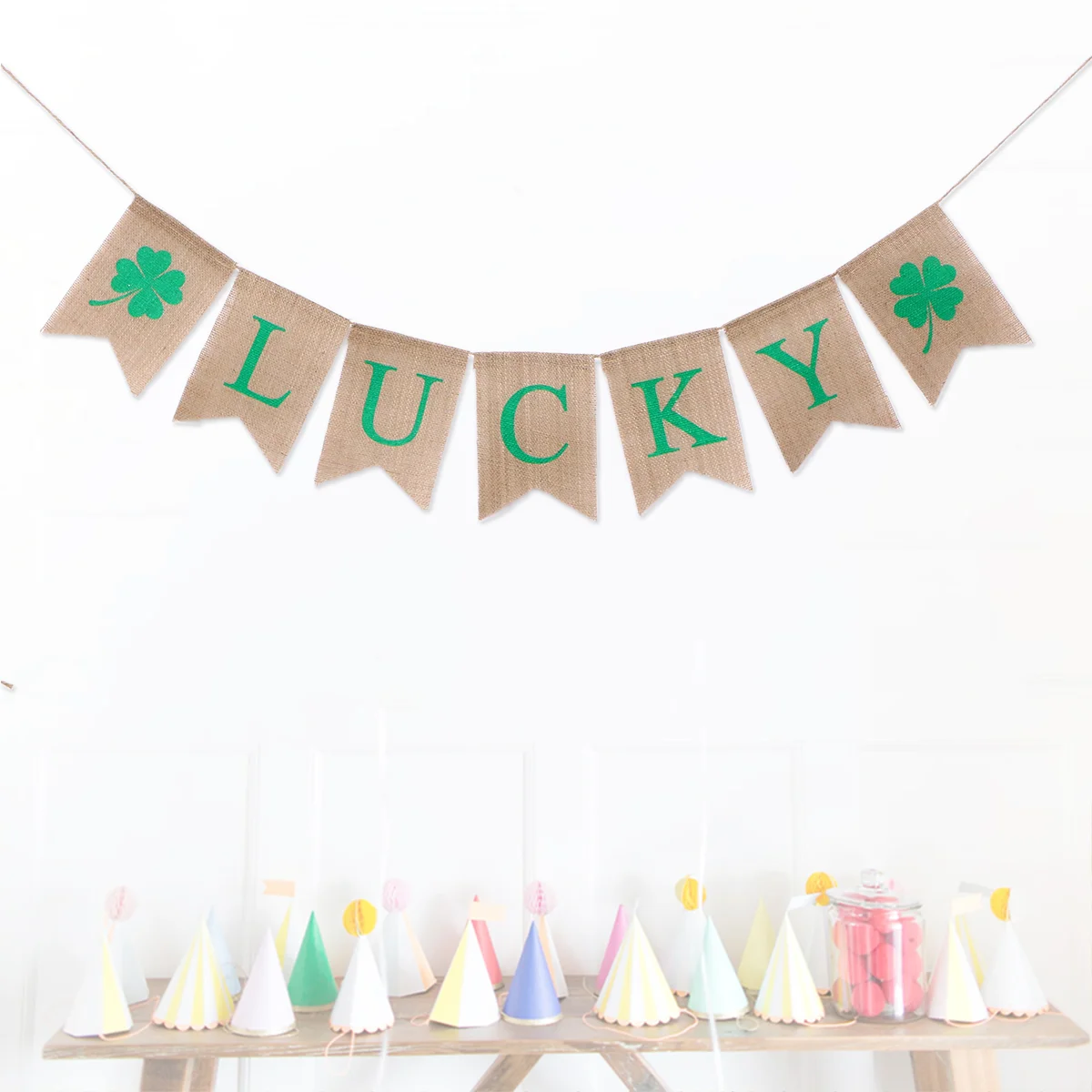 

Shamrock Day Garland Banner St Patrick S Decorations Flag Home Burlap Banners Girlande Tag Irische Zubehör Glück Verdure