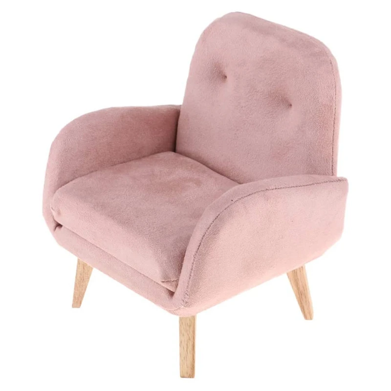 

1/6 Handmade Dollhouse Flannelette Single Sofa Armchair For Figures, BJD, 12Inch Dolls House Furniture Accessories