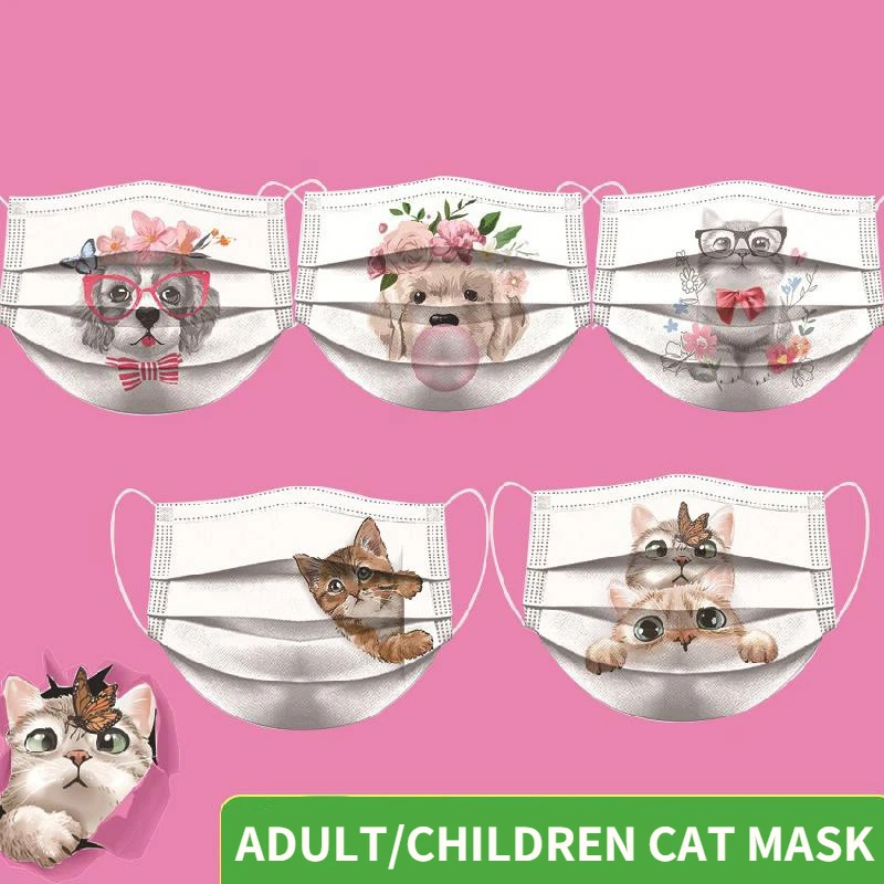 

2022 New Mascarillas Kawaii Cartoon Children Cat Mask Disposable Protective Mask Masks For Virus Protection Mouths Face Mask