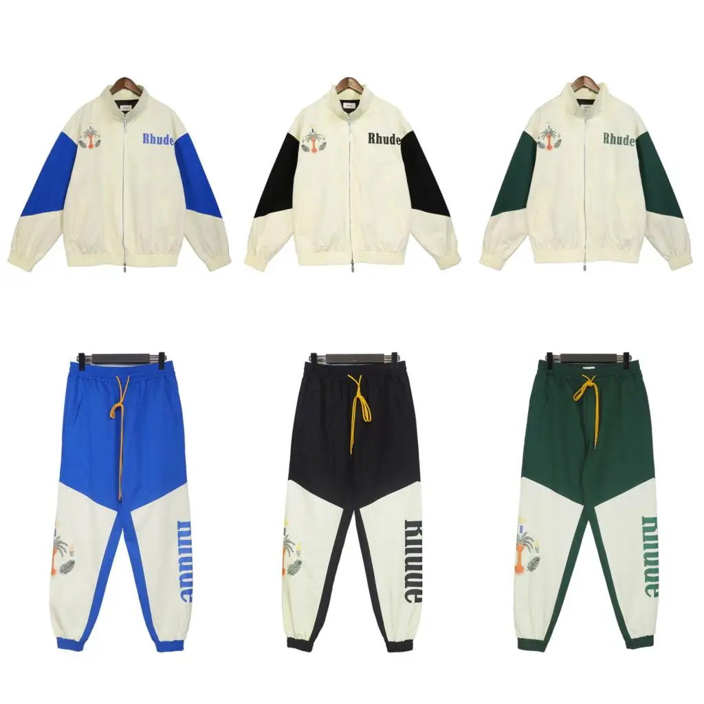 

Rhude Pants Coconut Dove Letter Printed Splicing Work Wear Casual Pants Men's And Women's Sports Pants suit