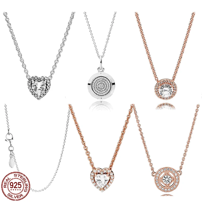 

Новое Женское Ожерелье из стерлингового серебра 925 пробы, ожерелье с подвеской в виде дискового сердца, подходящее для оригинальных бусин, ювелирные изделия «сделай сам», подарки