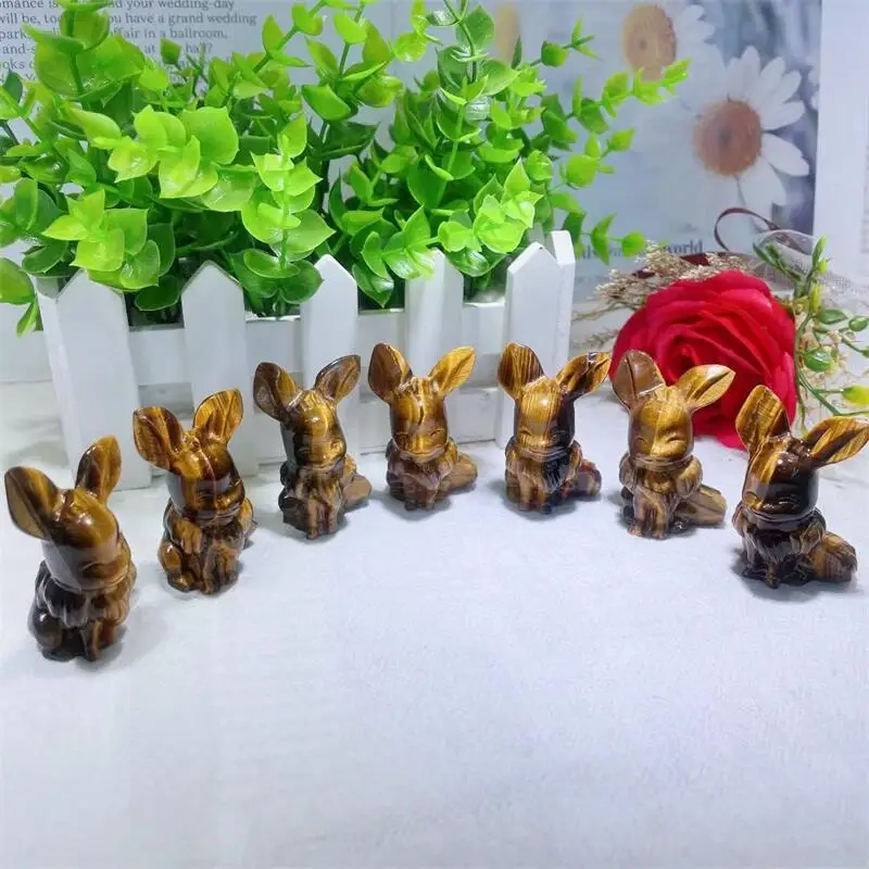 

Natural Tiger Eyes Stone Cartoon Hand Carved Crystal Polished Quartz Healing Gemstones For Home DIY Decor 1pcs