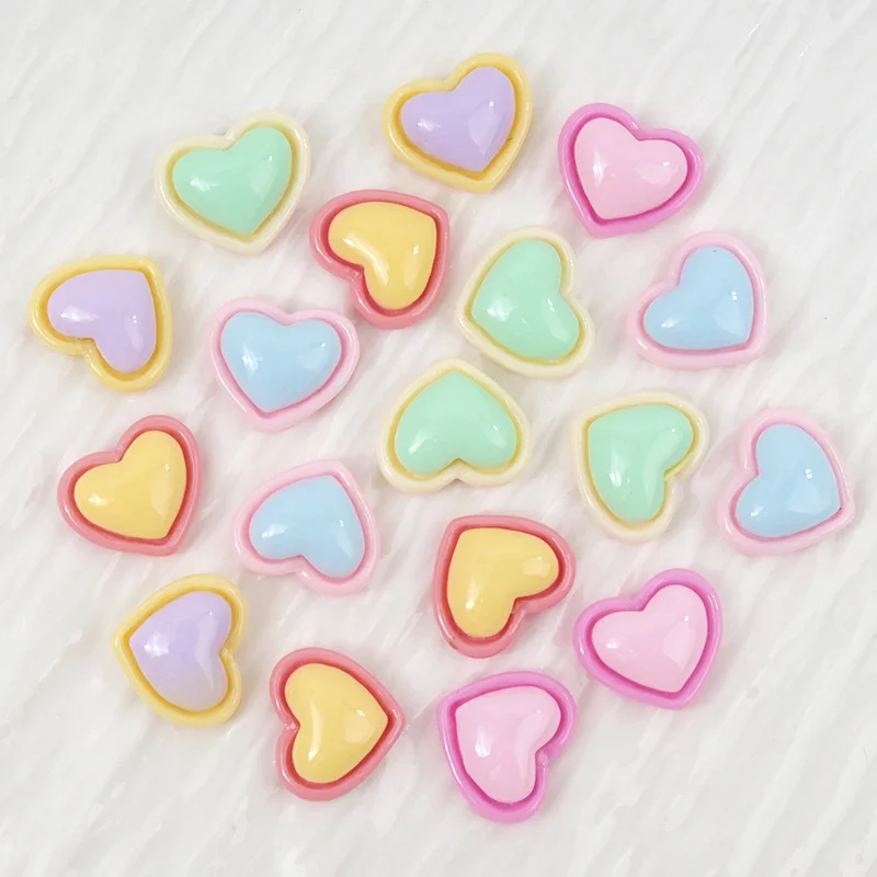 Кабошоны из смолы с сердцем и бантом, 30 шт.