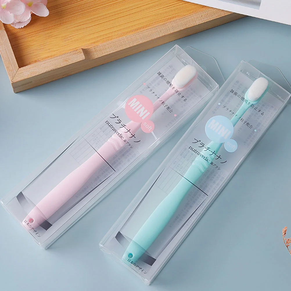 

2PCS Toothbrushes Micro-Nano Manual Gum Care Toothbrushes for Women Men (Pink and Sky-blue)