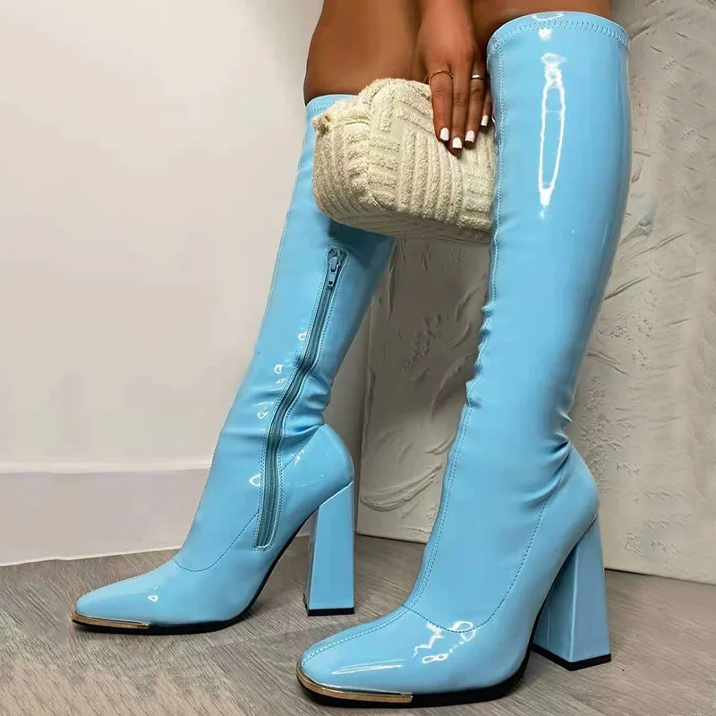 

Women Boots Colorful Knee High Botas Mujer High Heels Winter Shoes For Women Long Boots Winter Thigh High Boots Heels Woman 2022