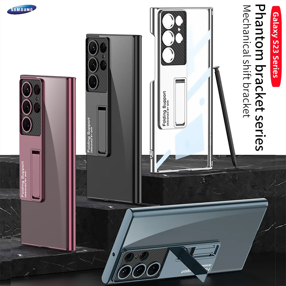 

Clear Coated Case For Samsung Galaxy S23 Ultra 5G Hard Stand Cover Suitable For S23 Plus S23 5G Ultra-thin Shockproof Funda Hot