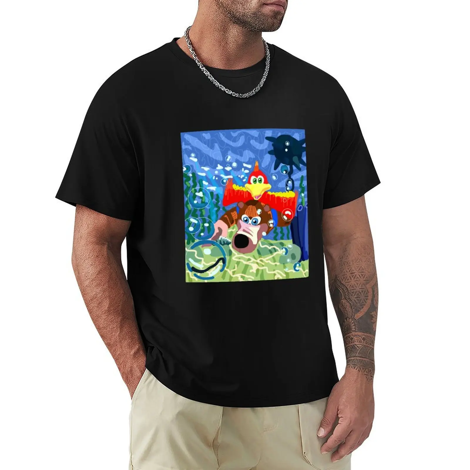 Фото Футболка Banjo Kazooie on a Swim свободного кроя, повседневный топ с короткими рукавами №1