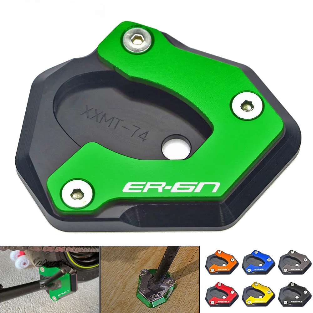 

For Kawasaki ER6N 2012 2013 2014 2015 2016 ER-6N Motorcycle Side Stand Enlarger Kickstand Enlarge Plate CNC Aluminum Accessories