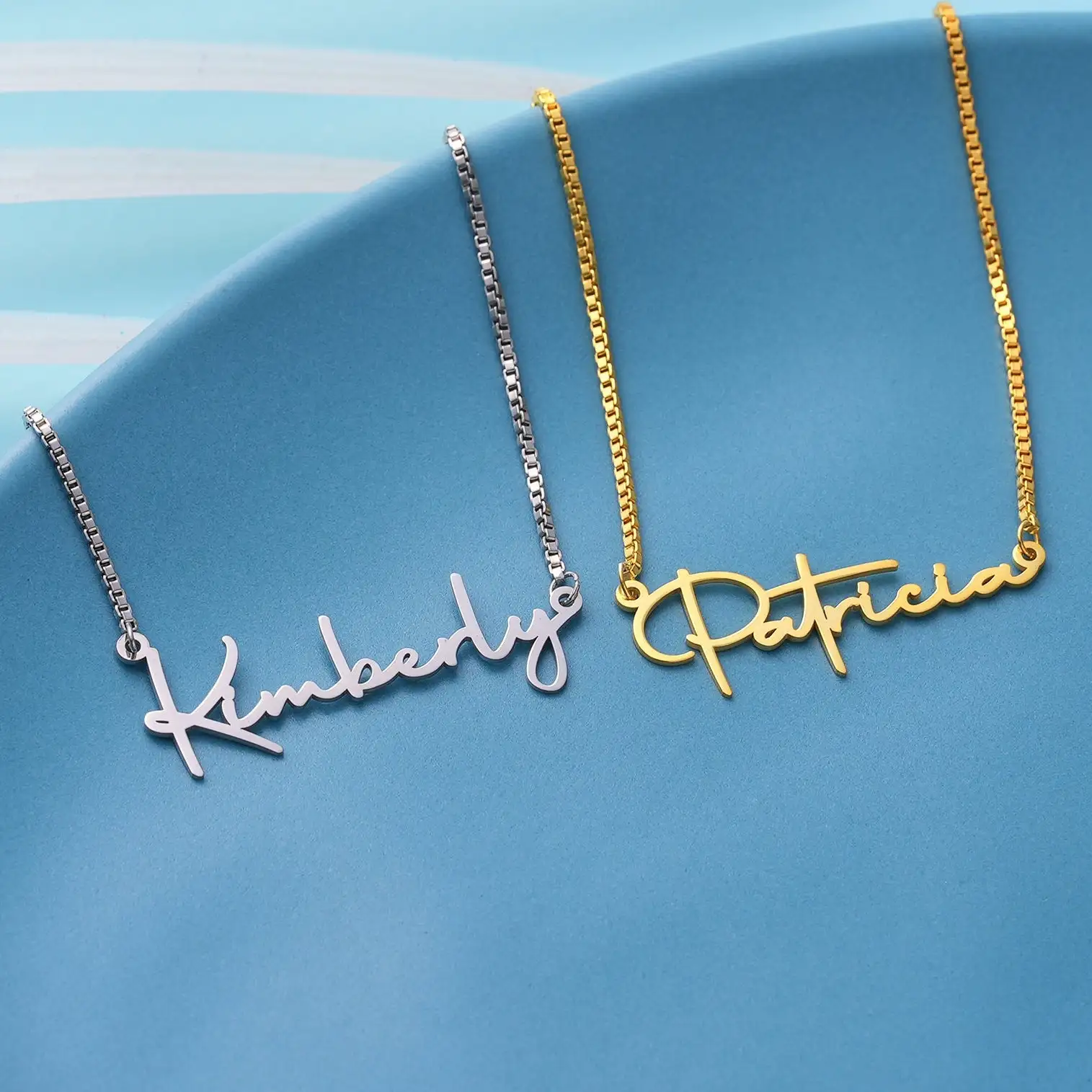 

Custom Name Necklace in Stainless Steel Personalized Script Word Casual Heartfelt Jewelry Anniversary Valentine Birthday Gift