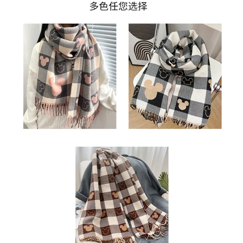 Двусторонний вязаный шарф с Микки Диснеем милый мультяшный большой шаль