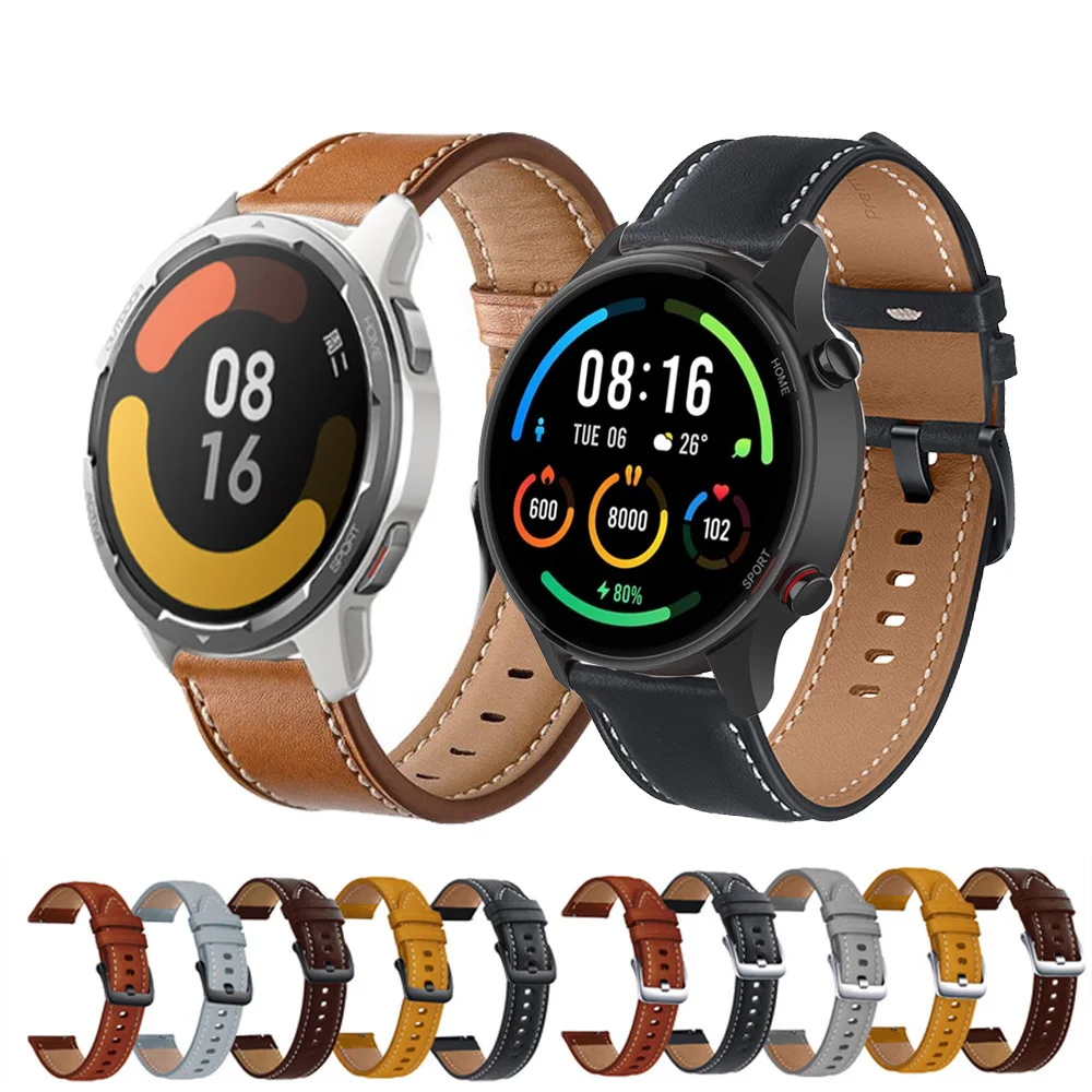 

Ремешок кожаный для Xiaomi Watch Color 2, спортивный браслет для смарт-часов Xiaomi Mi Watch Color/S1/Realme Watch 2 S, 22 мм
