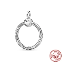 925 sterling silver amulet o circle pendant heart pendant charm bead keychain fit original 3mm bracelet women jewelry diy