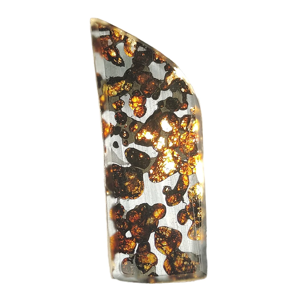 

14.7g SERICHO Pallasite Natural Meteorite Material Sliced Olive Meteorite Slices Specimen Collection - From Kenya - QA296