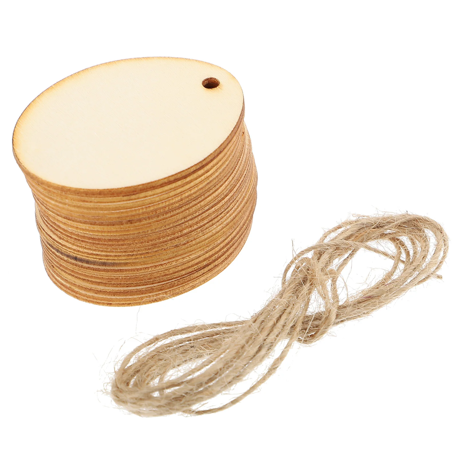 

40pcs Eggs Shape Wood Hanging Chips Easter Wooden Egg Cutouts Hanging Tag with Rope