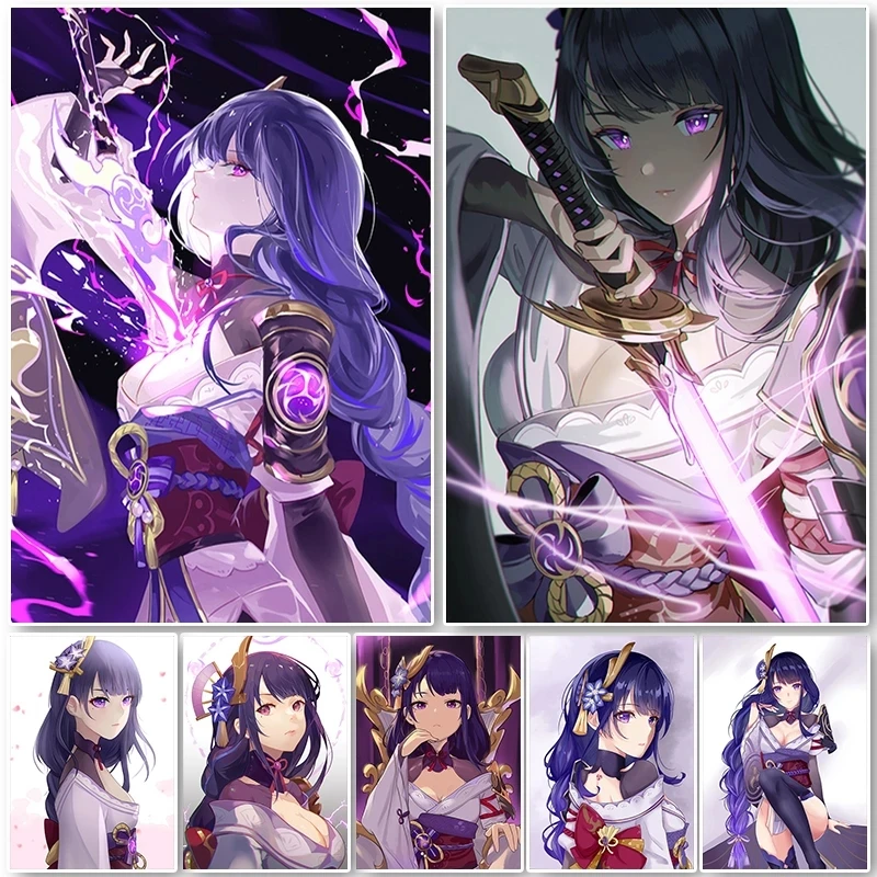 

Игровой холст Genshin ударный плакат Современный Raiden домашний Декор печать Shogun картины настенная фотография для гостиной