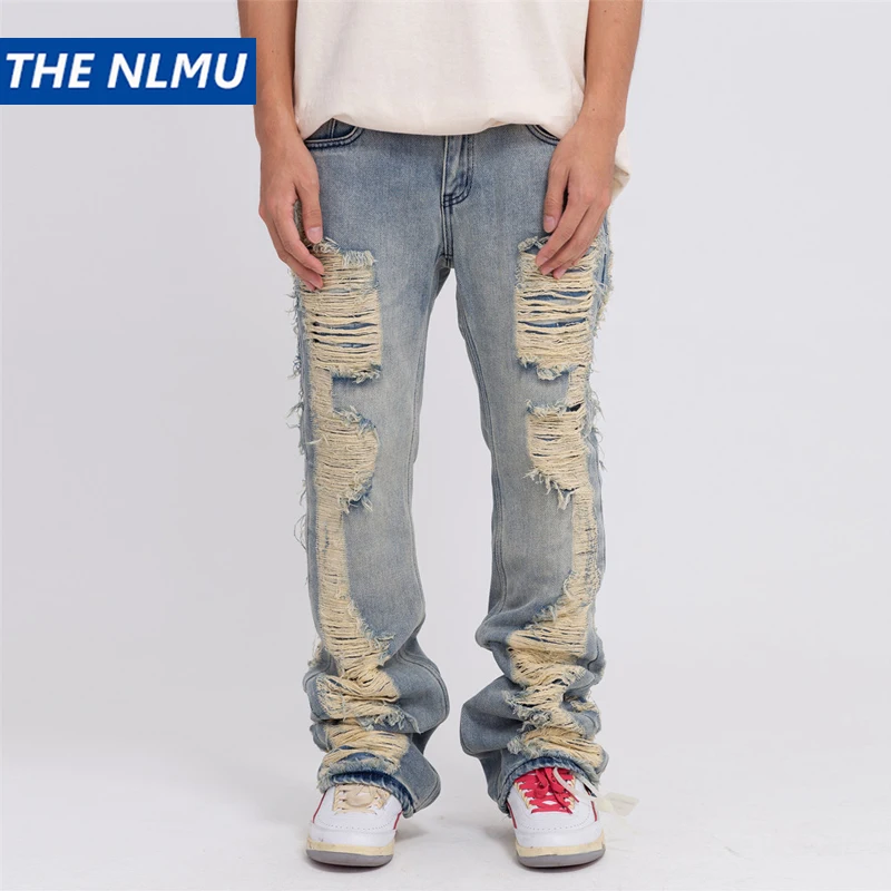 2023 Vintage Denim Pants Men Streetwear Retro Ripped Hole   Denim Pant Jeans HipHip Casual Joggers Trousers Jeans