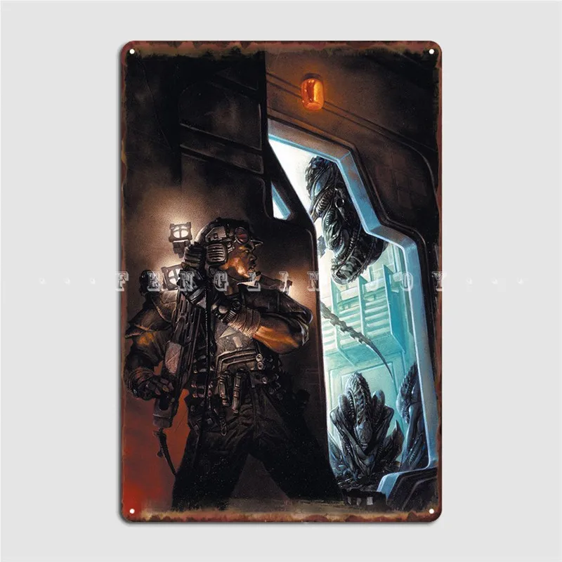 

Trying To Escape The Alien Metal Sign Wall Cave Wall Vintage Plaques Tin Sign Poster