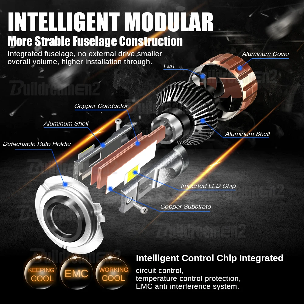 2 шт. Автомобильная передняя фара дальнего ближнего света 100 Вт 20000LM Canbus