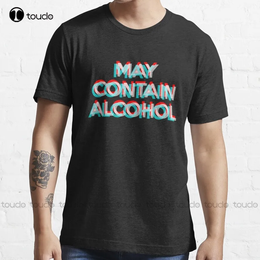 

Футболка с надписью «May содержит алкоголь», футболки для работы на заказ, футболка унисекс с цифровой печатью из искусственного хлопка для подростков, Новинка