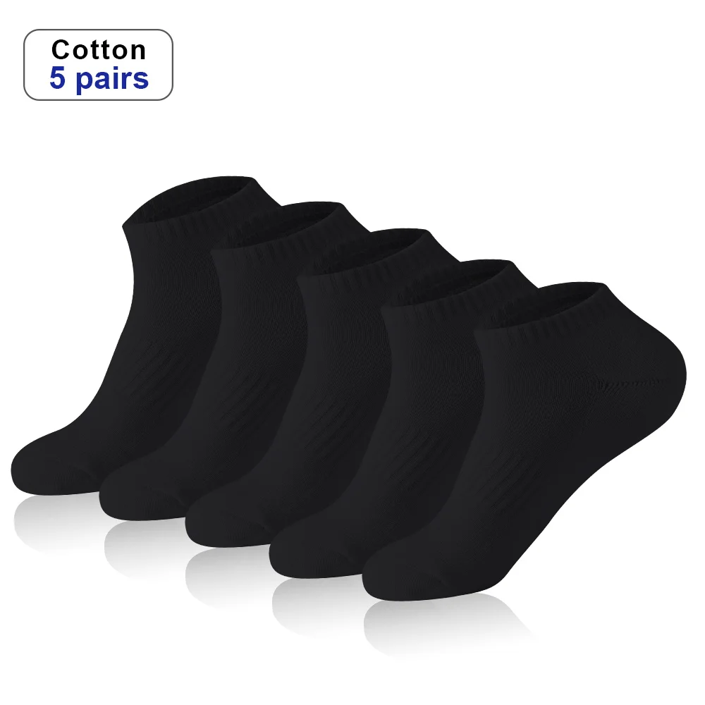 

5Pairs High Quality Spring Men Ankle Socks Mesh Breathable Cotton Sports Medias Casual Athletic Thin Cut Short Black White Solid