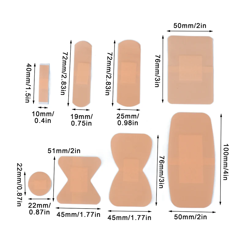 40 шт./пакет полиэтиленовый водонепроницаемый клейкий бинт для ухода за ранами 8