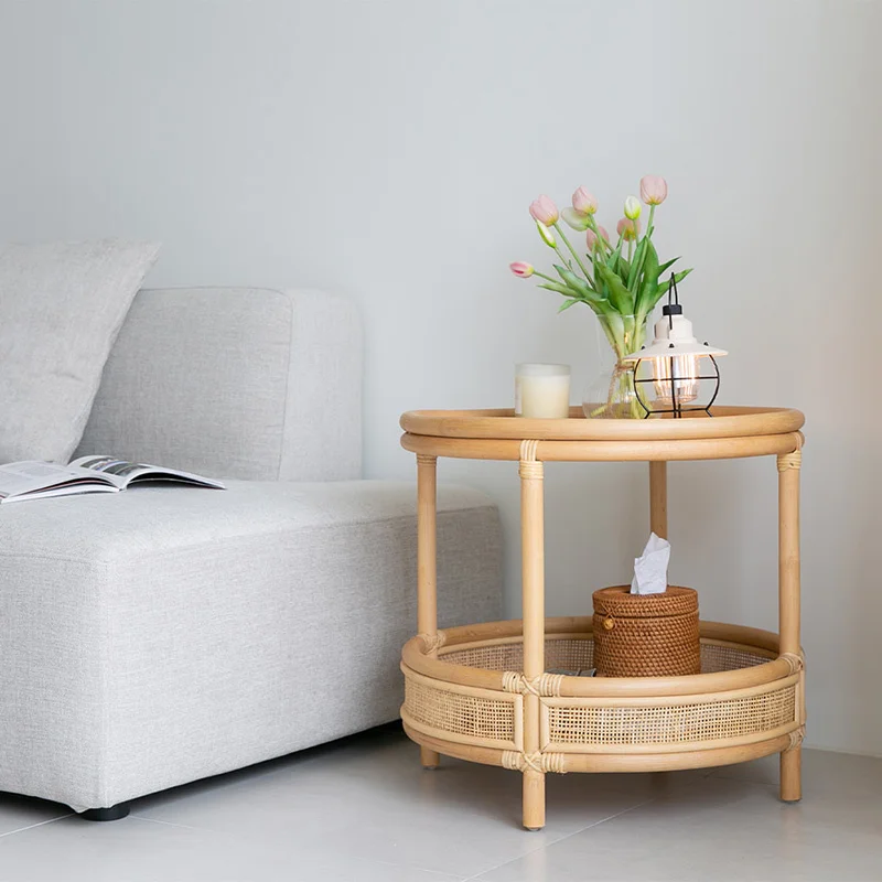 

Sweet Table Japanese Rattan Living Room Coffee Tableins Modern Minimalist Creative Round Auxiliary Table Small Apartment